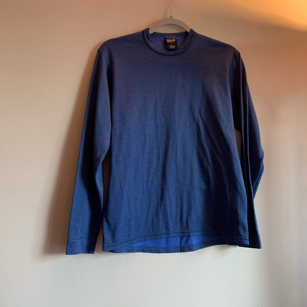 Patagonia Capilene Men's Deep Blue Long Sleeve Tee Top Shirt Size Small